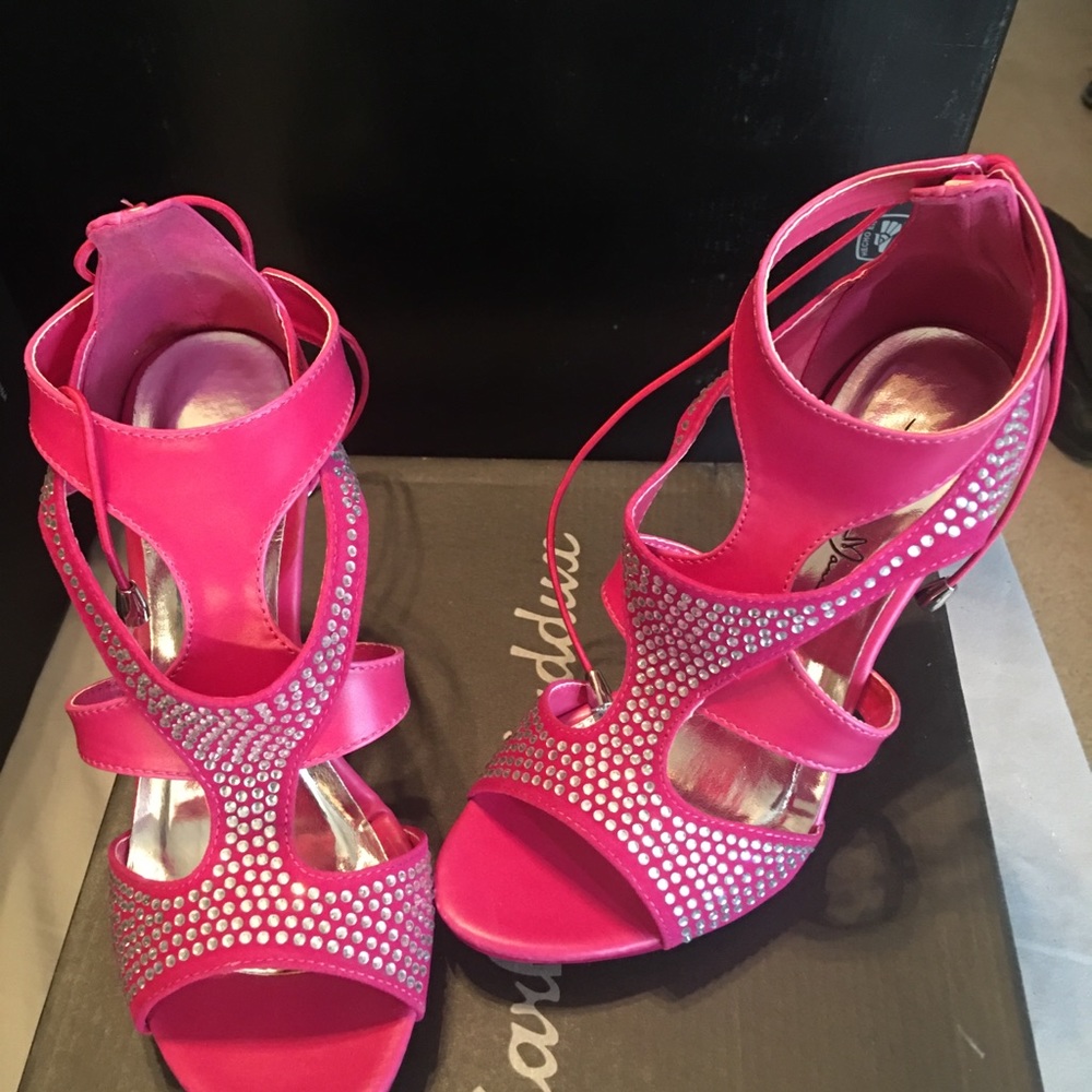 Hot pink heels with rhinestones